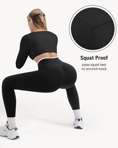 OMKAGI Double Layer High Waisted Workout Leggings for Women Tummy Control Gym Yoga Pants with Pocket in Kuwait