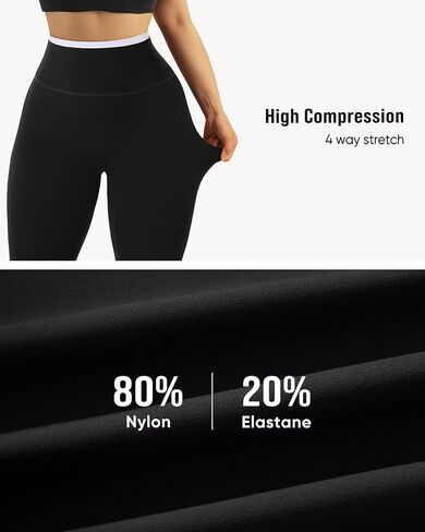 OMKAGI Double Layer High Waisted Workout Leggings for Women Tummy Control Gym Yoga Pants with Pocket in Kuwait