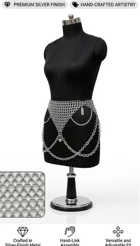 Chainmail Hip Belt Skirt Silver Aluminum for Festival Cosplay and Gothic Outfit Belly Dance Armor Wrap in Kuwait