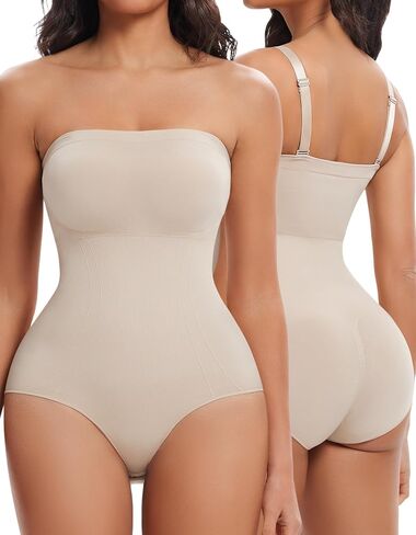 SIMIYA Women Strapless Shapewear Bodysuit with Built in Bra Top Tummy Control Body Suits Shaper Seamless Waist Trainer in Saudi Arabia
