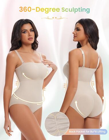 SIMIYA Women Strapless Shapewear Bodysuit with Built in Bra Top Tummy Control Body Suits Shaper Seamless Waist Trainer in Saudi Arabia