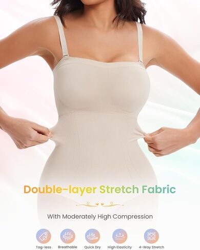 SIMIYA Women Strapless Shapewear Bodysuit with Built in Bra Top Tummy Control Body Suits Shaper Seamless Waist Trainer in Saudi Arabia