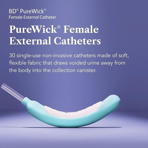 PureWick Female External Catheters - Original Disposable Catheter to Use with PureWick Urine Collection Systems - Non-Invasive Solution for Urinary Incontinence - Keeps Skin Dry - Box of 30 - PWFX30 in Kuwait