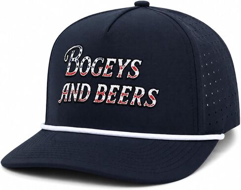 Bogeys and Beers Funny Rope Golf Hat, Navy Blue - American Flag, Performance Blend, Adjustable Snapback, Moisture Wicking Golf Hat in Saudi Arabia