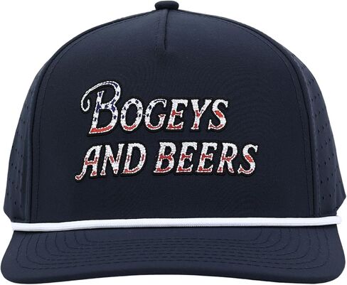 Bogeys and Beers Funny Rope Golf Hat, Navy Blue - American Flag, Performance Blend, Adjustable Snapback, Moisture Wicking Golf Hat in Saudi Arabia