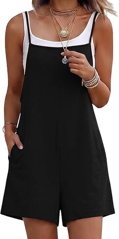 Nfsion Overalls for Womens Casual Summer Adjustable Straps Baggy Wide Leg Short Jumpsuits Rompers with Pockets in Kuwait