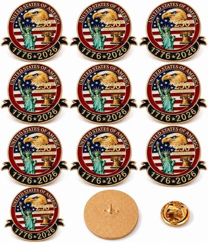 2/10/20PCS USA 250th Anniversary Enamel Pin 1776-2026 Patriotic Retro Lapel Brooch Pin,250 Years of America Commemorative Metal Badge, Independence Day Souvenir Gift for Veterans Collectors Men Women in Saudi Arabia