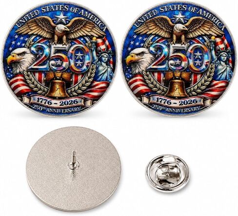 2/10/20PCS USA 250th Anniversary Enamel Pin 1776-2026 Patriotic Retro Lapel Brooch Pin,250 Years of America Commemorative Metal Badge, Independence Day Souvenir Gift for Veterans Collectors Men Women in Kuwait