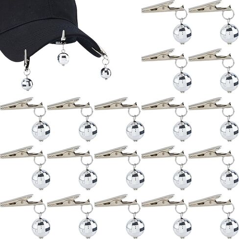 SUPERFINDINGS 20Pcs Disco Ball Hat Clips 6cm Suncatcher Light Catcher Marker Holders Round Shape Ball Hat Accessories for Rave Gear Music Festival Essentials Silvery in Kuwait