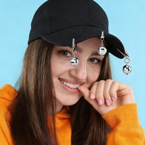 SUPERFINDINGS 20Pcs Disco Ball Hat Clips 6cm Suncatcher Light Catcher Marker Holders Round Shape Ball Hat Accessories for Rave Gear Music Festival Essentials Silvery in Kuwait