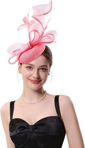Fascinator Hats Tea for Women Party Hat Vintage Pillbox Kentucky Hat Headband Wedding Flower Feathers Hair Clip in Saudi Arabia