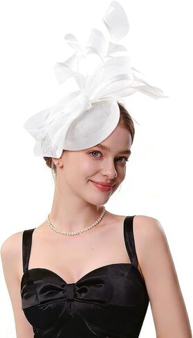 Fascinator Hats Tea for Women Party Hat Vintage Pillbox Kentucky Hat Headband Wedding Flower Feathers Hair Clip in Saudi Arabia