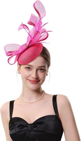 Fascinator Hats Tea for Women Party Hat Vintage Pillbox Kentucky Hat Headband Wedding Flower Feathers Hair Clip in Saudi Arabia
