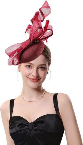 Fascinator Hats Tea for Women Party Hat Vintage Pillbox Kentucky Hat Headband Wedding Flower Feathers Hair Clip in Saudi Arabia