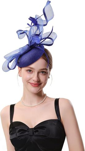 Fascinator Hats Tea for Women Party Hat Vintage Pillbox Kentucky Hat Headband Wedding Flower Feathers Hair Clip in Saudi Arabia
