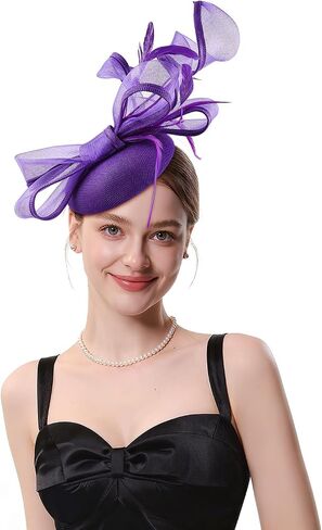 Fascinator Hats Tea for Women Party Hat Vintage Pillbox Kentucky Hat Headband Wedding Flower Feathers Hair Clip in Saudi Arabia