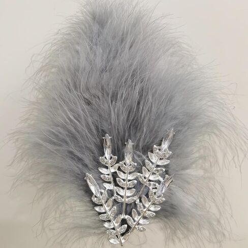 1920s Vintage Feather Headpiece，Gatsby Flapper Party Hair Accessory, Stylish Costume Piece for Tea Parties, Cocktail Parties, Dance Performances, Weddings, and Various Occasions (Gray) in Kuwait