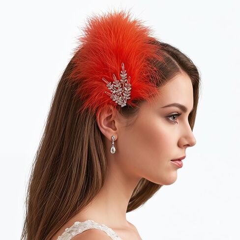 1920s Vintage Feather Headpiece，Gatsby Flapper Party Hair Accessory, Stylish Costume Piece for Tea Parties, Cocktail Parties, Dance Performances, Weddings, and Various Occasions (Gray) in Kuwait