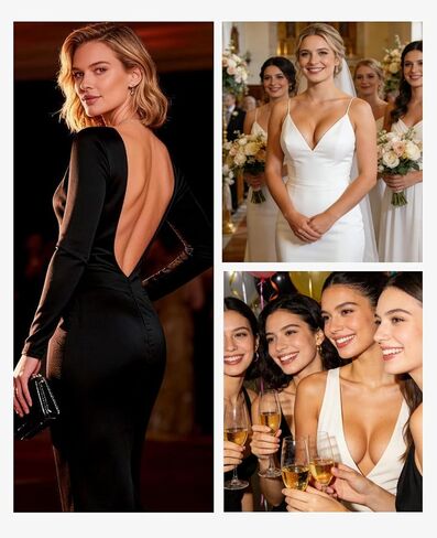 YANDW Low Back Bra with Clear Straps and Back Deep V Plunge Push Up Low Cut Bras Underwire Add Two Cup in Saudi Arabia