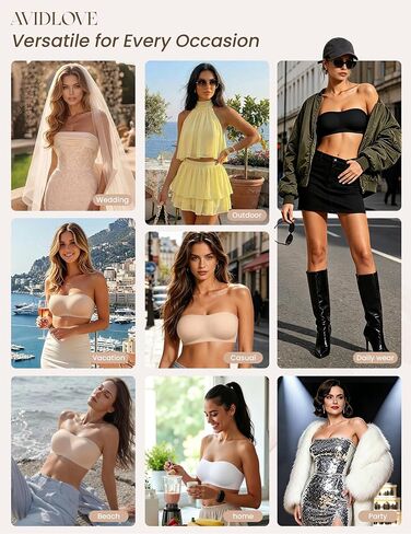 Avidlove حمالات الصدر بدون حمالات للنساء غير قابلة للانزلاق داعمة لاسلكية مريحة بدون سلك مبطن حمالة صدر جيلي لحفلات الزفاف باللون الأبيض in Kuwait