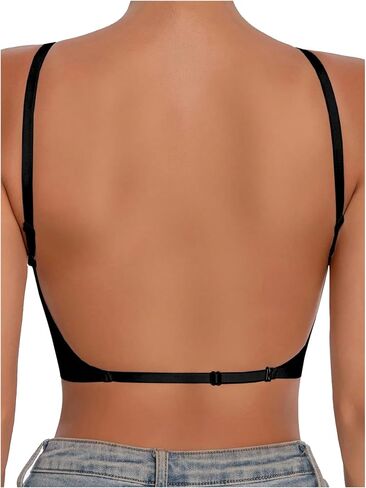 SweatyRocks Women's Seamless Backless Bra Wireless Multiway Convertible Halter Bras V Neck Bralettes in Kuwait