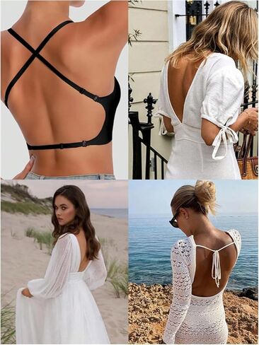 SweatyRocks Women's Seamless Backless Bra Wireless Multiway Convertible Halter Bras V Neck Bralettes in Kuwait