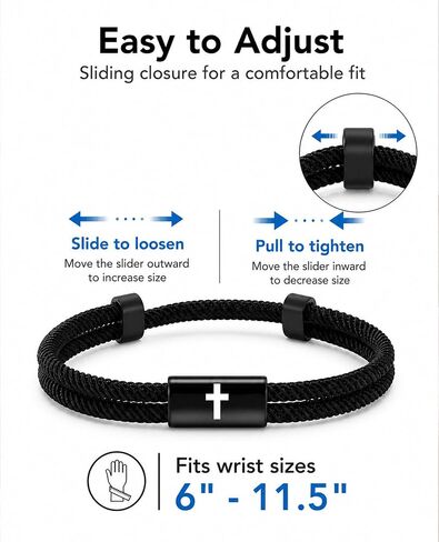 Eryuor Be Strong & Courageous Cross Bracelet Christian Gifts for Boys Men in Kuwait