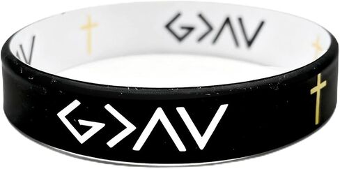 God Is Greater Than the Highs and Lows Silicone Wristband, Black with White Text and Gold Cross, Religious Inspirational Bracelet for Adults and Teens in Saudi Arabia