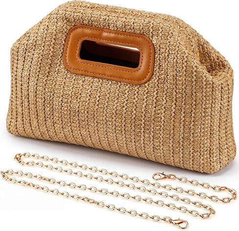 Straw Clutch Purses for Women Boho Summer Purse Beach Handle Crossbody Handbag ldeal Vacation Straw Clutch Purses Wedding Evening bag in Kuwait