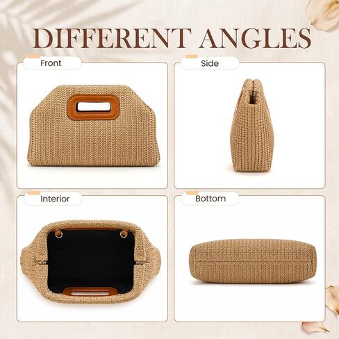 Straw Clutch Purses for Women Boho Summer Purse Beach Handle Crossbody Handbag ldeal Vacation Straw Clutch Purses Wedding Evening bag in Kuwait