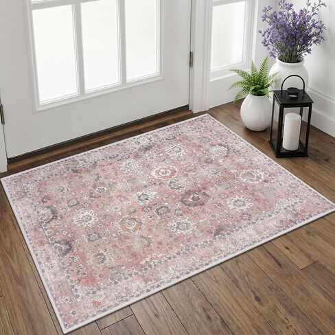 Lansny Vintage Washable Runner Rug 2x6, Print Faux Wool Floral Runners for Hallways, Non-Slip Kitchen Runner Rug Indoor, Soft Thin Floor Carpet for Entryway Bedroom Hall Entry Laundry Room, Sage Green in Saudi Arabia