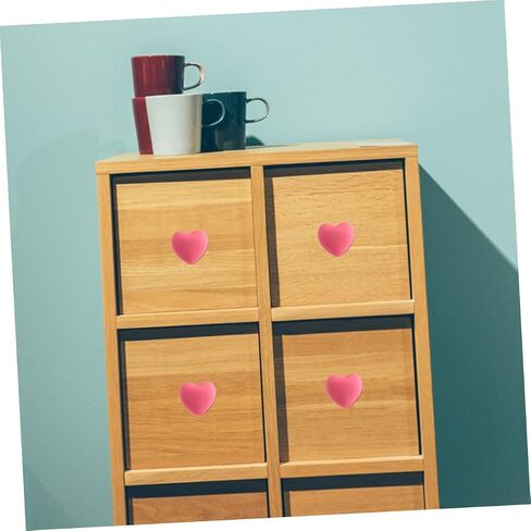 KALLORY 4pcs Pink Heart Shaped Cabinet Handles Soft PVC Cute Drawer Pulls for ’ Room Furniture Wardrobe Decorative Hardware Set in Kuwait