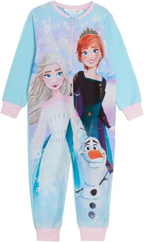 Disney Frozen 2 Girls All In One Pyjamas Kids Fleece Pjs Elsa Anna Loungewear in Kuwait