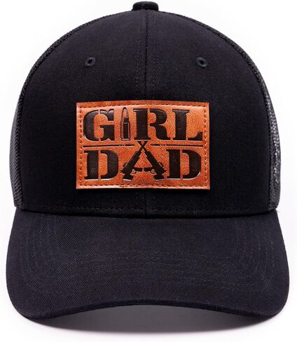 Best Dad Gifts Rifle Bullet Faux Leather Patch Hat for Men Father Daddy Papa Birthday Fathers Day - Black Trucker Baseball Cap in Saudi Arabia