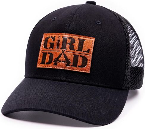 Best Dad Gifts Rifle Bullet Faux Leather Patch Hat for Men Father Daddy Papa Birthday Fathers Day - Black Trucker Baseball Cap in Saudi Arabia
