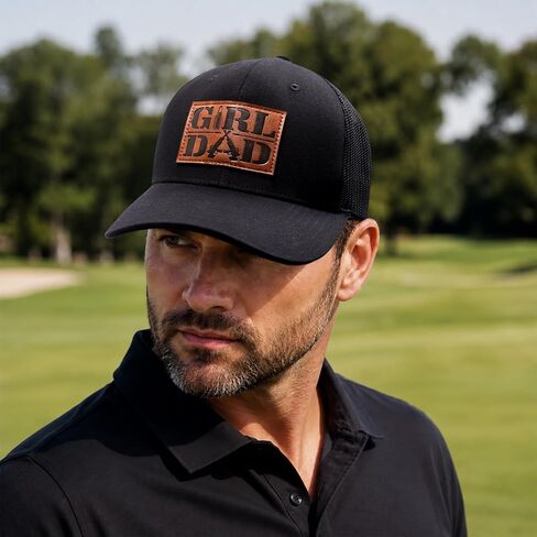 Best Dad Gifts Rifle Bullet Faux Leather Patch Hat for Men Father Daddy Papa Birthday Fathers Day - Black Trucker Baseball Cap in Saudi Arabia
