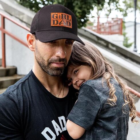 Best Dad Gifts Rifle Bullet Faux Leather Patch Hat for Men Father Daddy Papa Birthday Fathers Day - Black Trucker Baseball Cap in Saudi Arabia