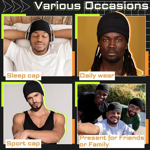 Unittype 4 Pcs Satin-Lined Skull Cap Satin Interior Lined Beanie Cap Wearable Night Sleep Hat for Men Women Hair Protection in Kuwait