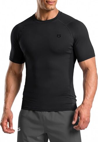 Compression Shirt Men Short Sleeve Dry Fit T-Shirt Athletic Workout Base Layer Moisture Wicking Undershirts for Men in Kuwait
