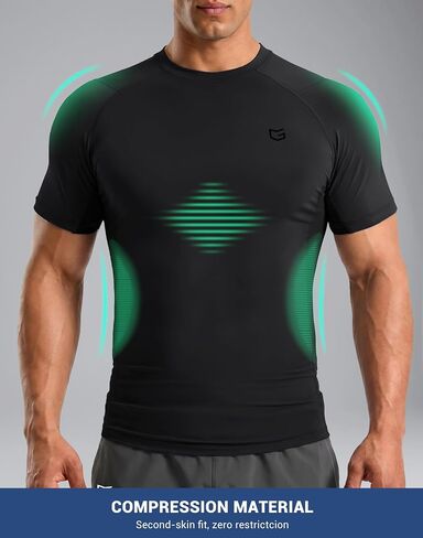 Compression Shirt Men Short Sleeve Dry Fit T-Shirt Athletic Workout Base Layer Moisture Wicking Undershirts for Men in Kuwait