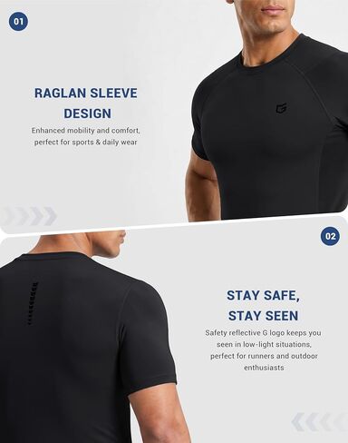 Compression Shirt Men Short Sleeve Dry Fit T-Shirt Athletic Workout Base Layer Moisture Wicking Undershirts for Men in Kuwait