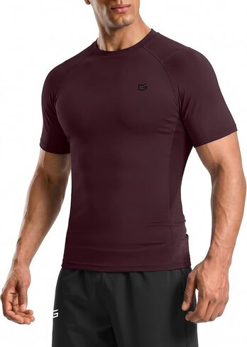 Compression Shirt Men Short Sleeve Dry Fit T-Shirt Athletic Workout Base Layer Moisture Wicking Undershirts for Men in Kuwait