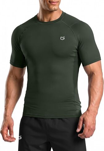 Compression Shirt Men Short Sleeve Dry Fit T-Shirt Athletic Workout Base Layer Moisture Wicking Undershirts for Men in Kuwait
