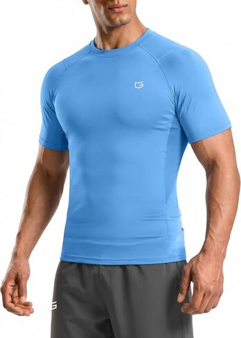 Compression Shirt Men Short Sleeve Dry Fit T-Shirt Athletic Workout Base Layer Moisture Wicking Undershirts for Men in Kuwait