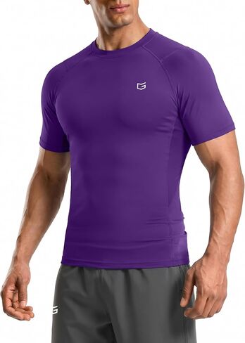 Compression Shirt Men Short Sleeve Dry Fit T-Shirt Athletic Workout Base Layer Moisture Wicking Undershirts for Men in Kuwait