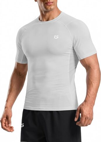 Compression Shirt Men Short Sleeve Dry Fit T-Shirt Athletic Workout Base Layer Moisture Wicking Undershirts for Men in Kuwait