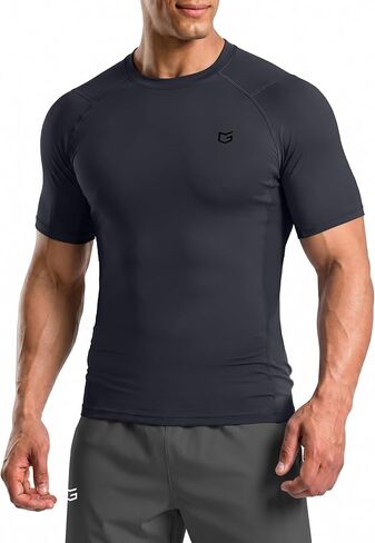 Compression Shirt Men Short Sleeve Dry Fit T-Shirt Athletic Workout Base Layer Moisture Wicking Undershirts for Men in Kuwait