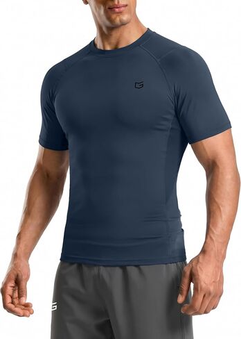 Compression Shirt Men Short Sleeve Dry Fit T-Shirt Athletic Workout Base Layer Moisture Wicking Undershirts for Men in Kuwait