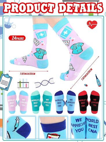 Shyyween CNA Week Gifts Bulk Nurse Socks Appreciate Gifts Graduation Favors for CNAs Doctor Medical Tech in Kuwait