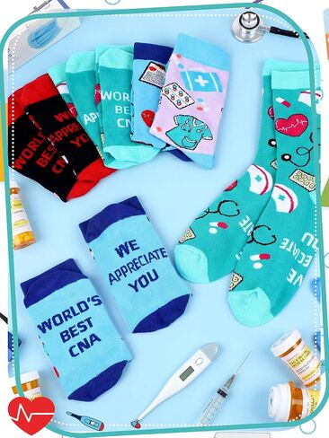 Shyyween CNA Week Gifts Bulk Nurse Socks Appreciate Gifts Graduation Favors for CNAs Doctor Medical Tech in Kuwait